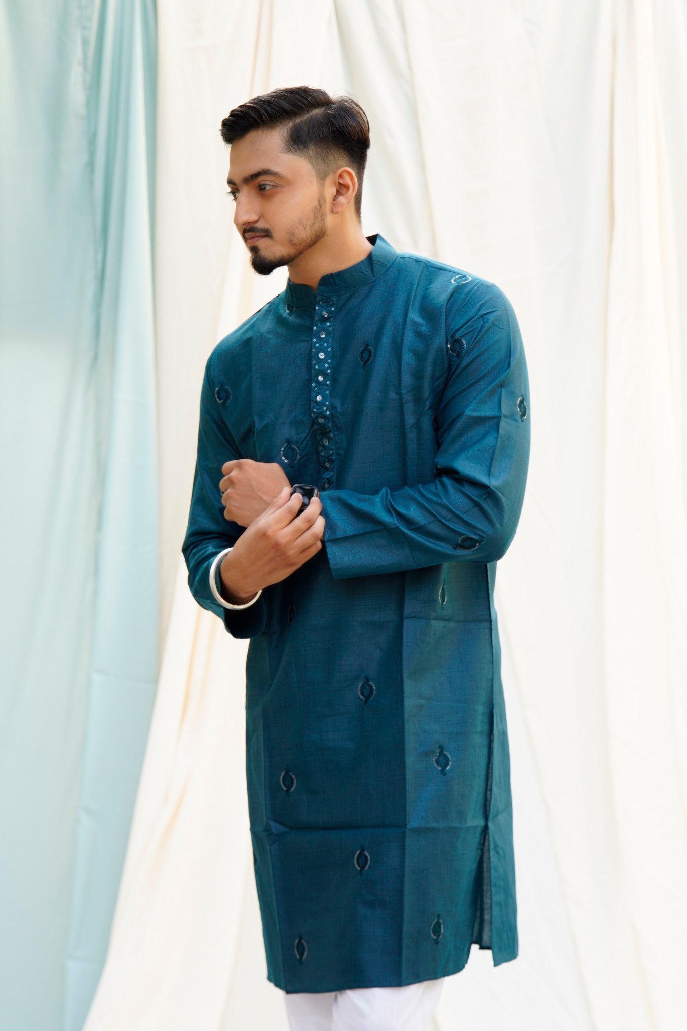 Heer Ranjha Peacock Blue Ethnic Set