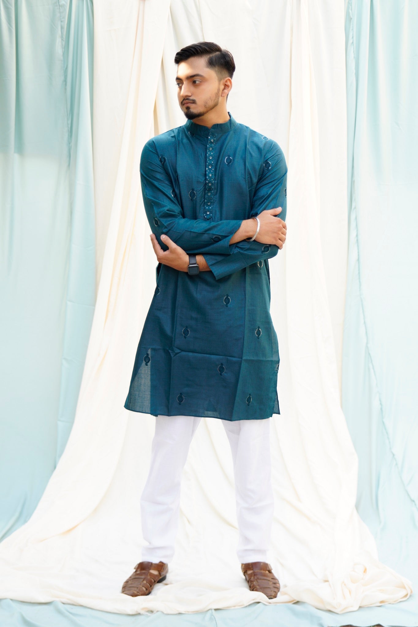 Heer Ranjha Peacock Blue Ethnic Set