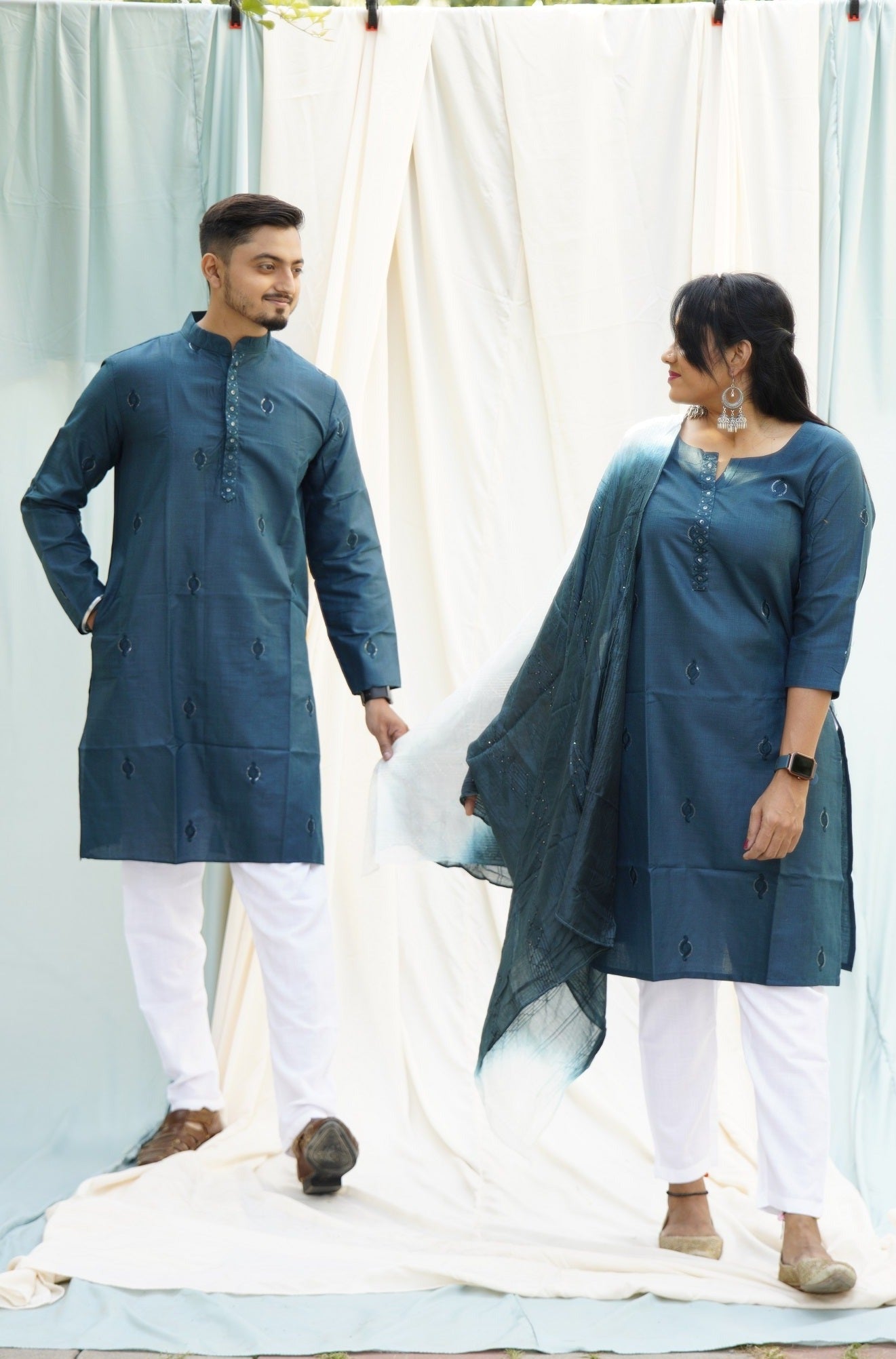 Heer Ranjha Peacock Blue Ethnic Set