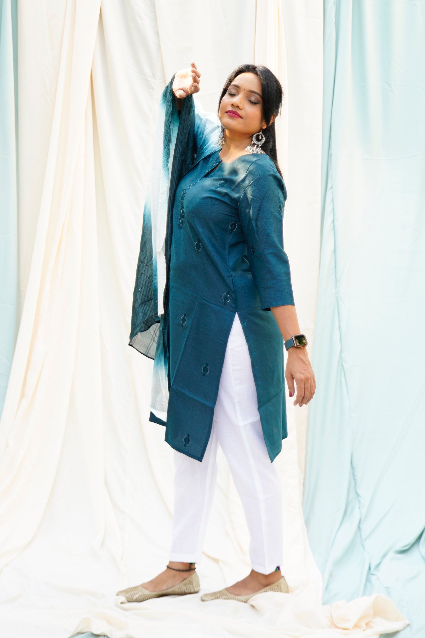 Heer Ranjha Peacock Blue Ethnic Set