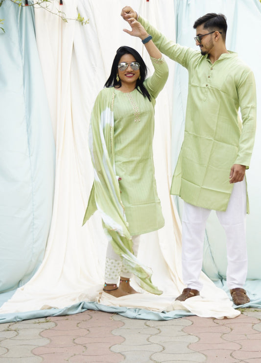 Shah Jahan Mumtaz Pastel Green Ethnic Set