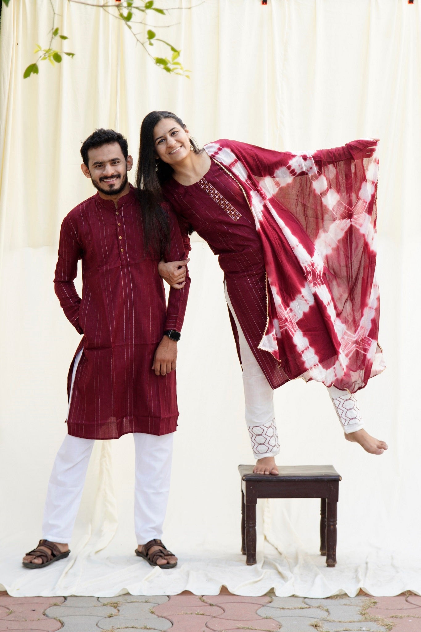 Shah Jahan Mumtaz Maroon Ethnic Set