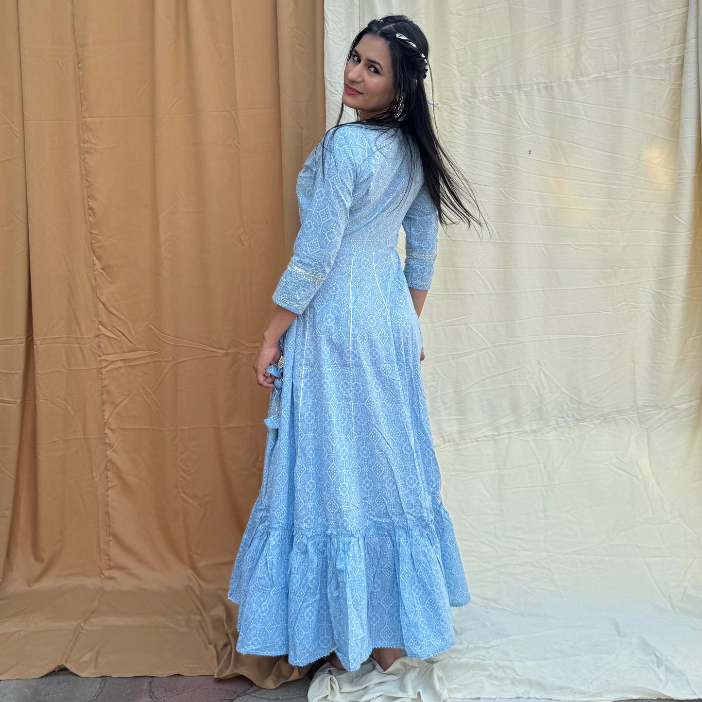 Rangrez Aasmaani Cotton Embroidered Anarkali