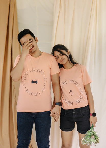 Bride Groom Sunset Orange T-shirt