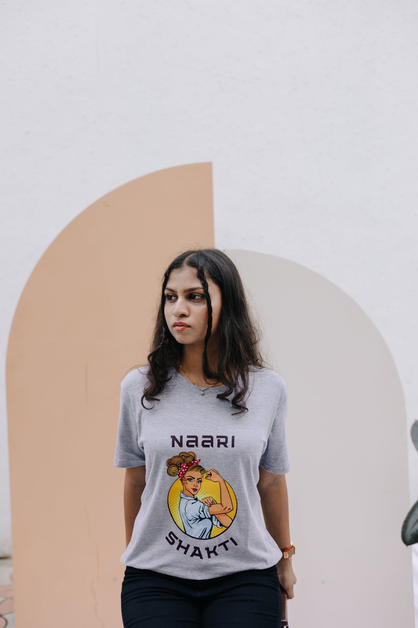 Naari Shakti Ash Grey T-shirt