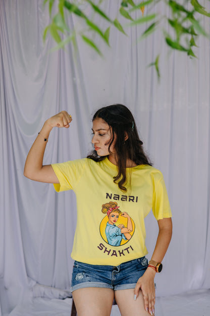 Naari Shakti Petunia Yellow T-shirt