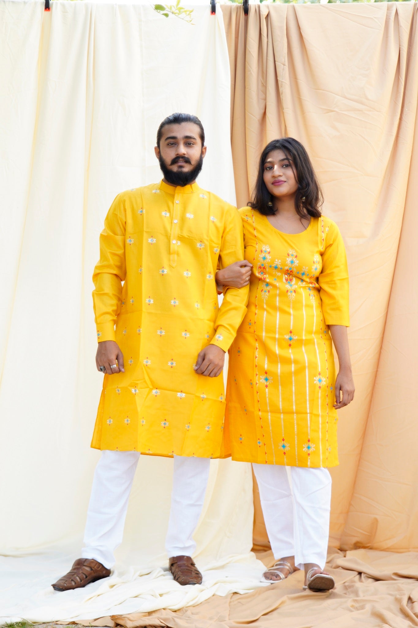 Sohni Mahiwal Yellow Ethnic Set