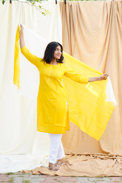 Heer Ranjha Yellow Ethnic Set