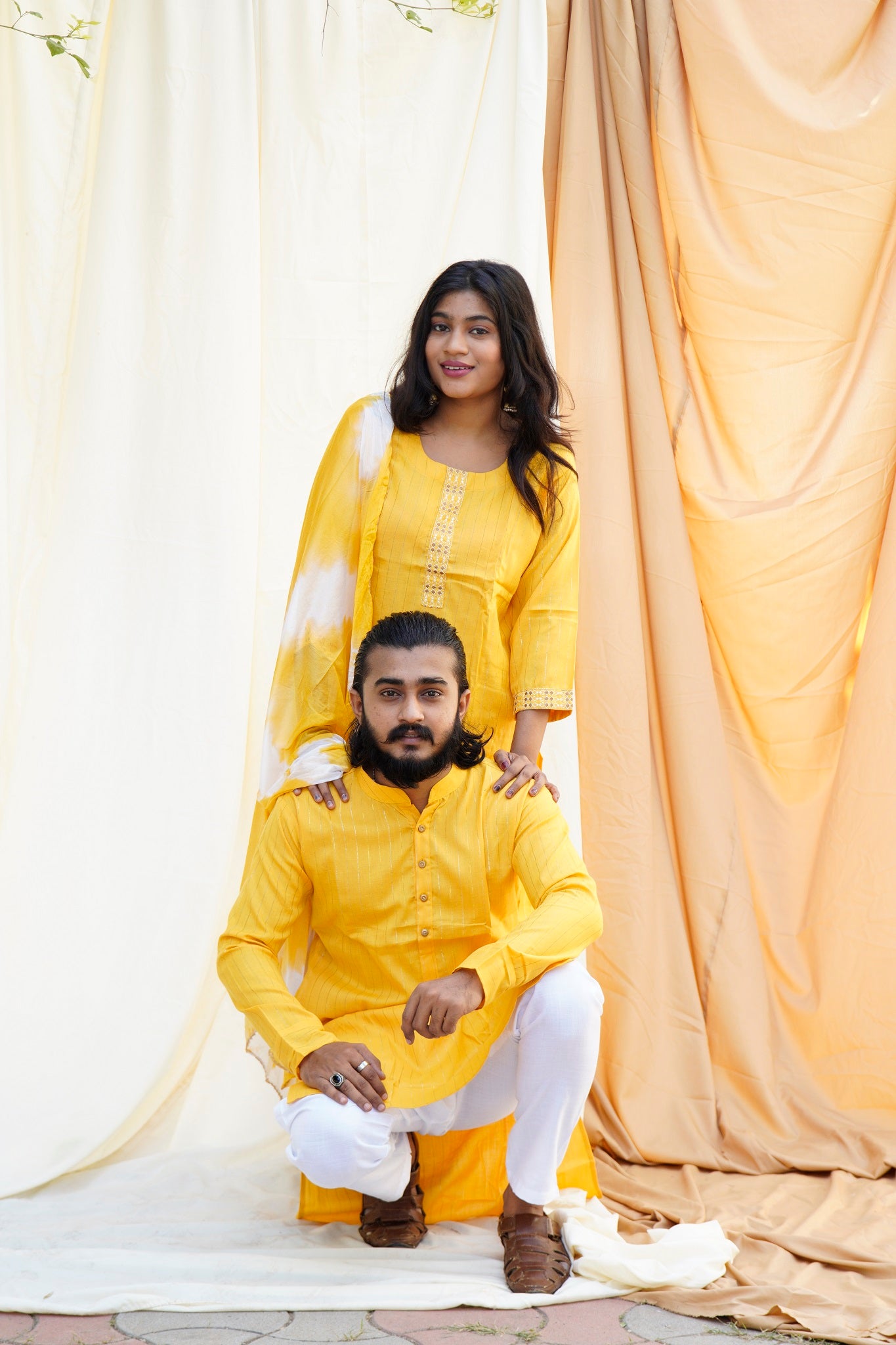 Shah Jahan Mumtaz Yellow Ethnic Set