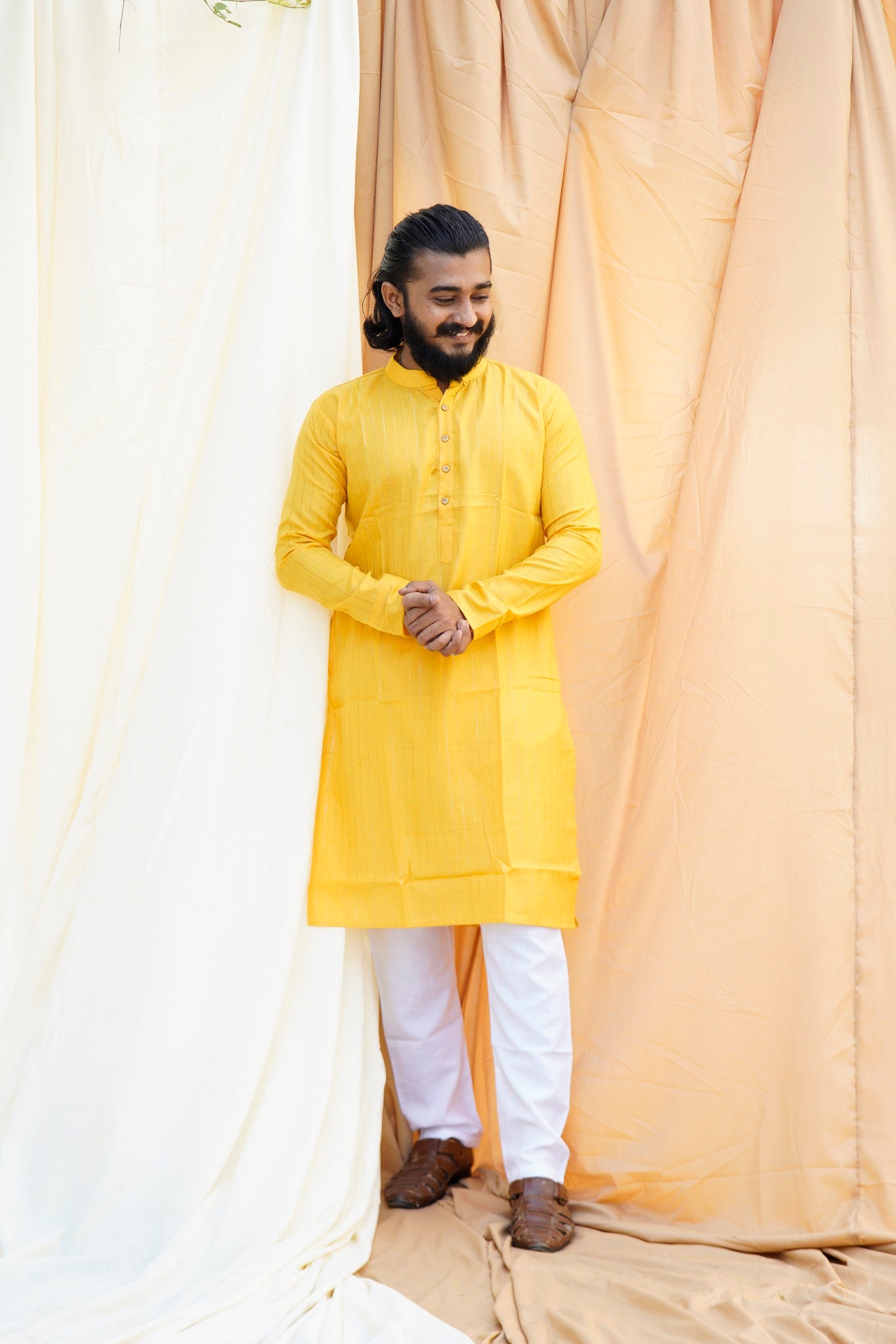 Shah Jahan Mumtaz Yellow Ethnic Set