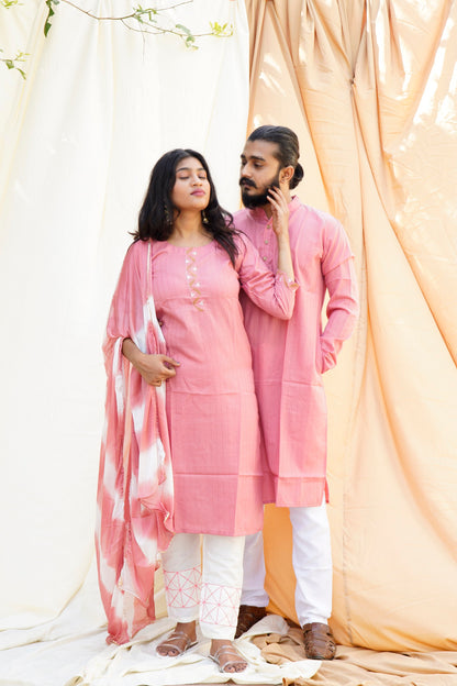 Shah Jahan Mumtaz Pink Ethnic Set