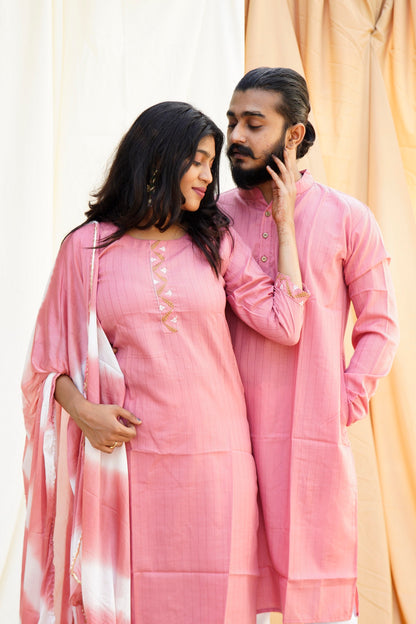 Shah Jahan Mumtaz Pink Ethnic Set