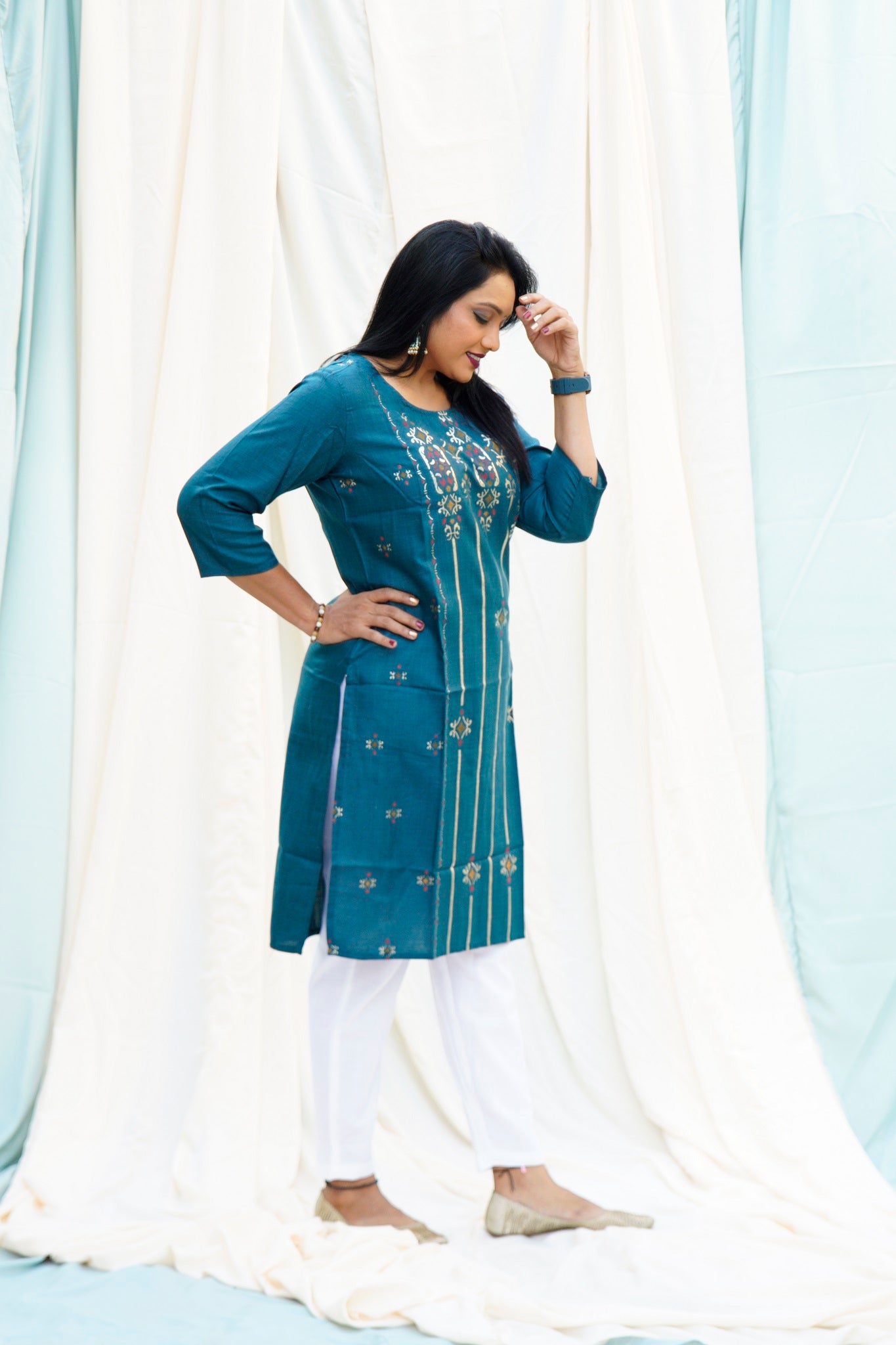 Sohni Mahiwal Peacock Blue Ethnic Set