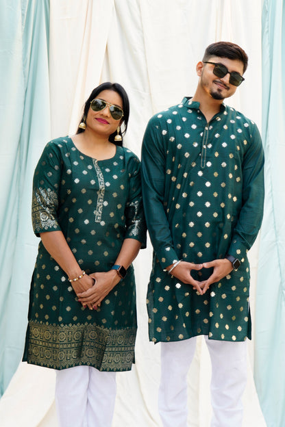 Anarkali Salim Green Couple Ethnic Set