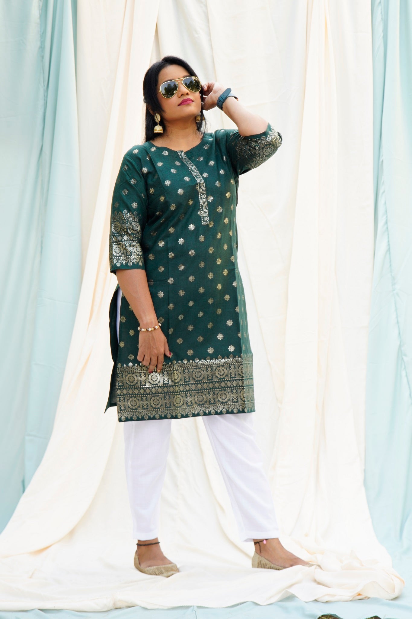 Anarkali Salim Green Couple Ethnic Set