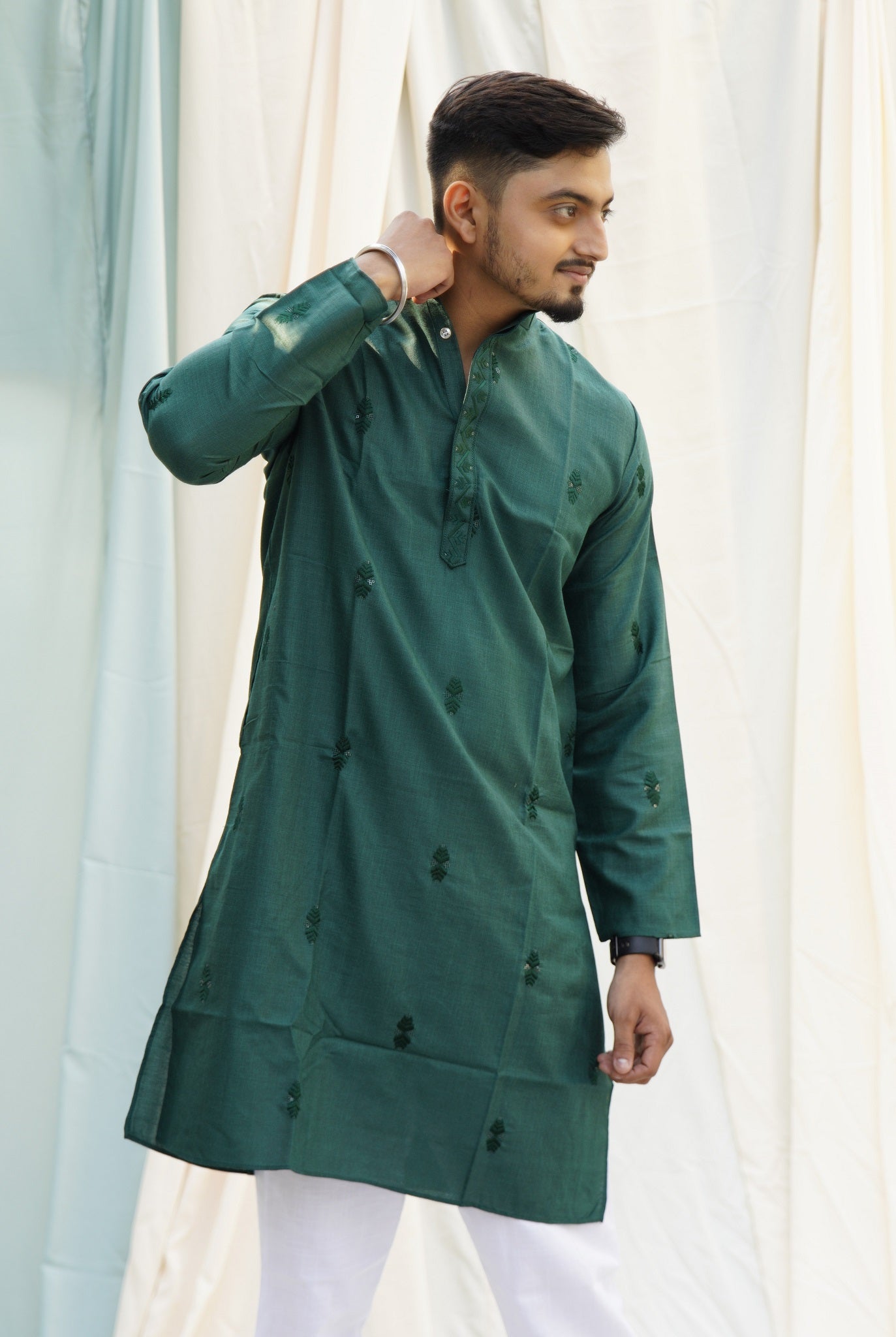 Heer Ranjha Green Ethnic Set