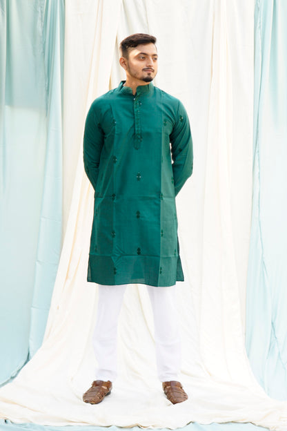 Heer Ranjha Green Ethnic Set