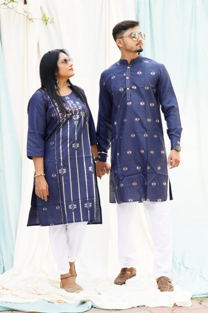 Sohni Mahiwal Navy Blue Ethnic Set