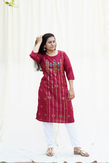 Sohni Mahiwal Maroon Ethnic Set