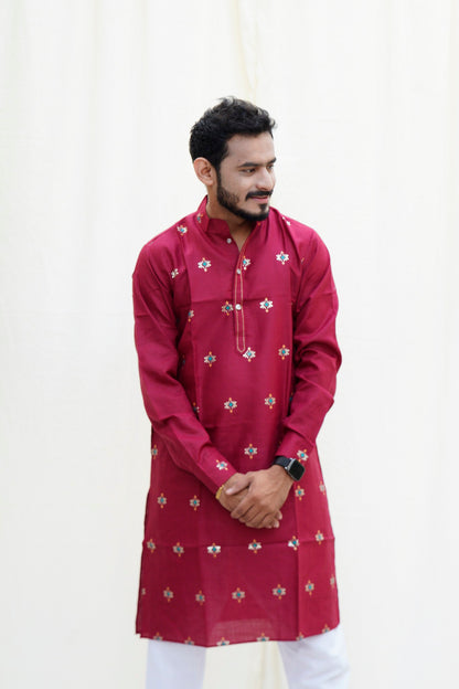 Sohni Mahiwal Maroon Ethnic Set