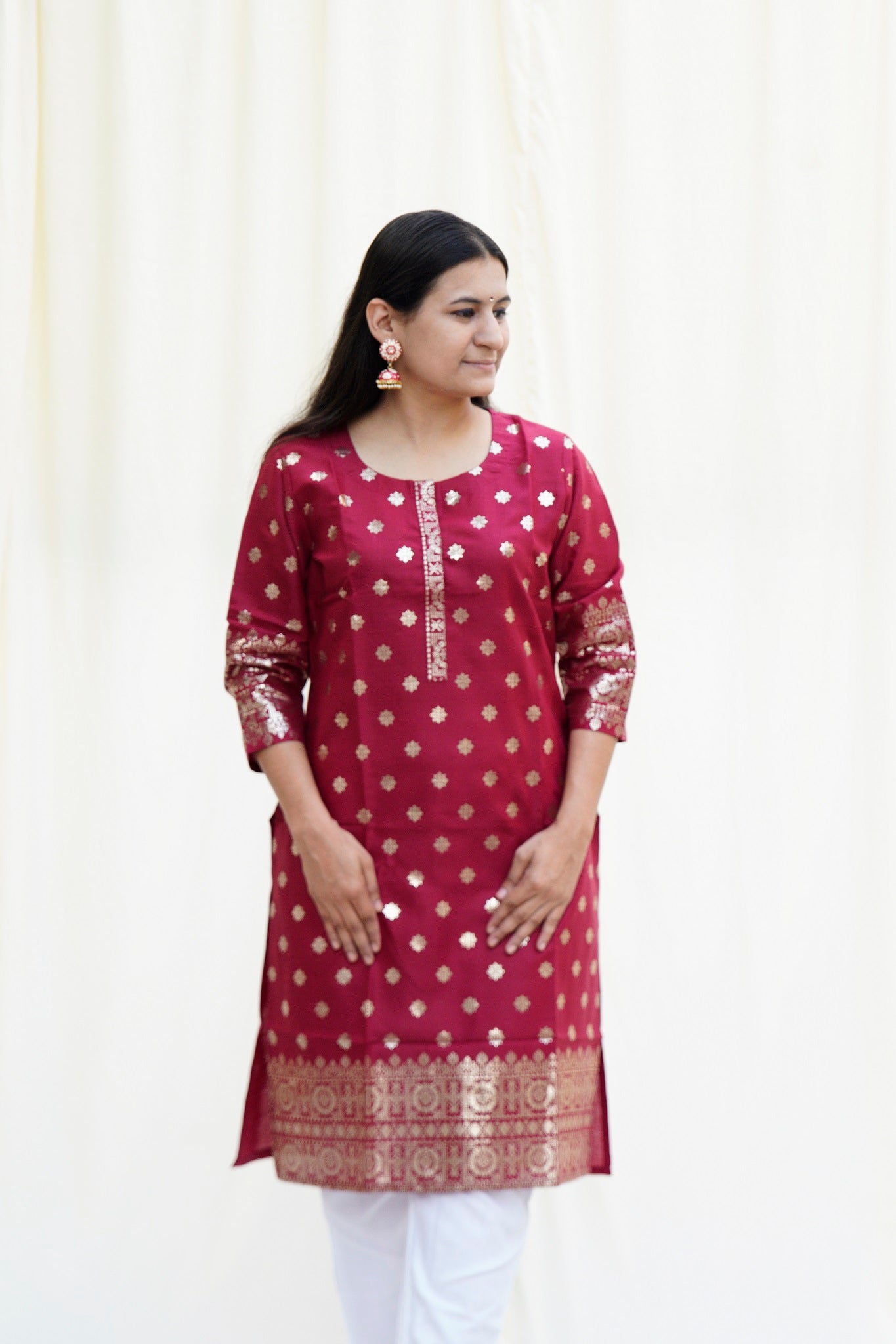 Anarkali Salim Maroon Couple Ethnic Set