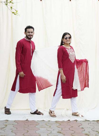 Romeo Juliet Maroon Ethnic Set