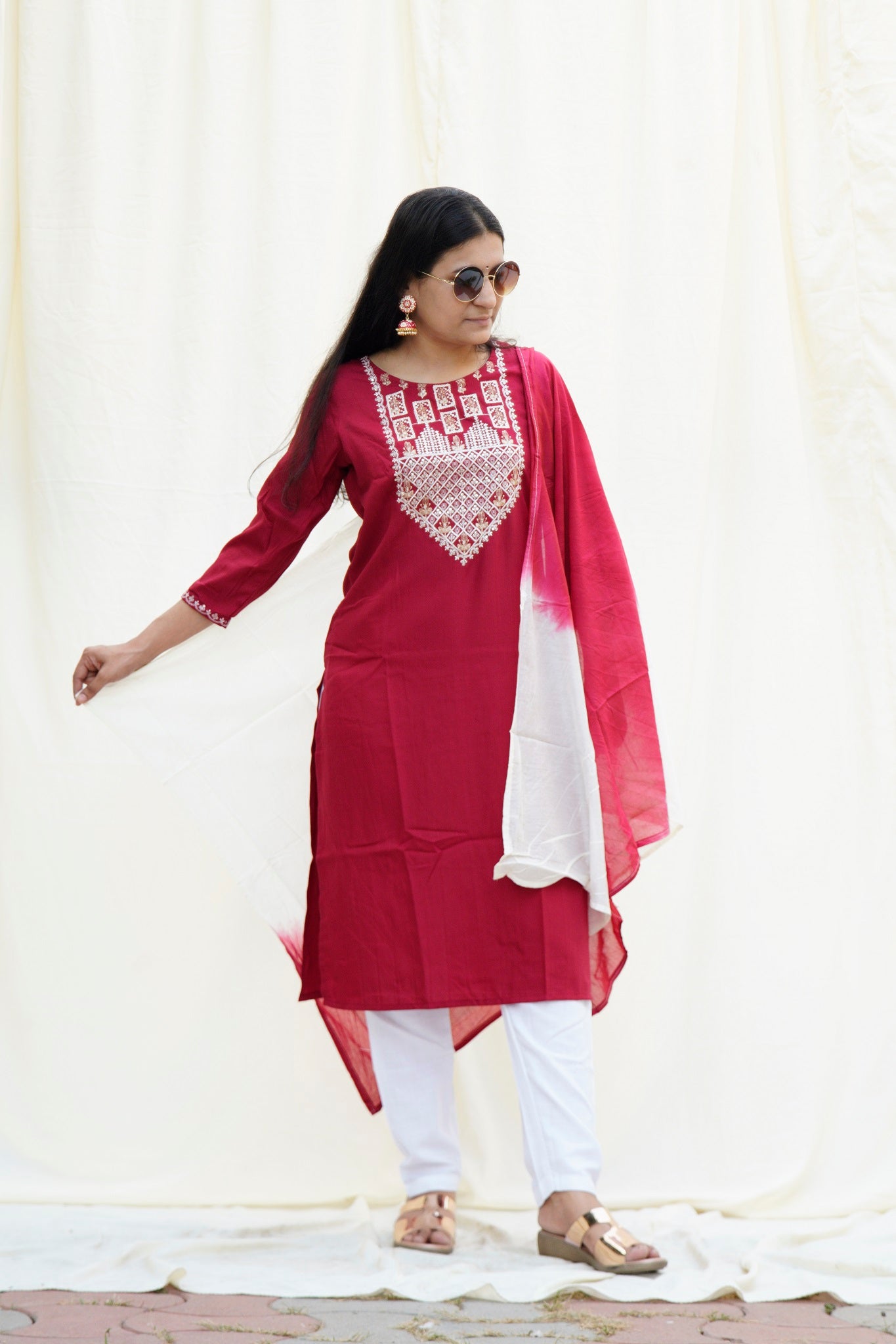 Romeo Juliet Maroon Ethnic Set