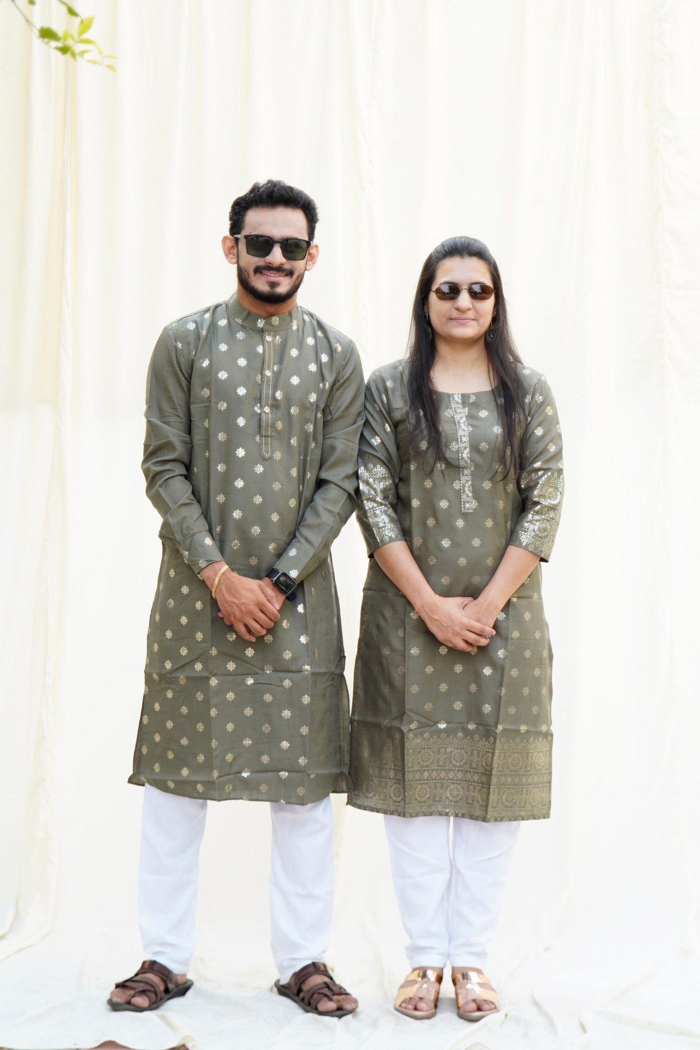 Anarkali Salim Grey Couple Ethnic Set