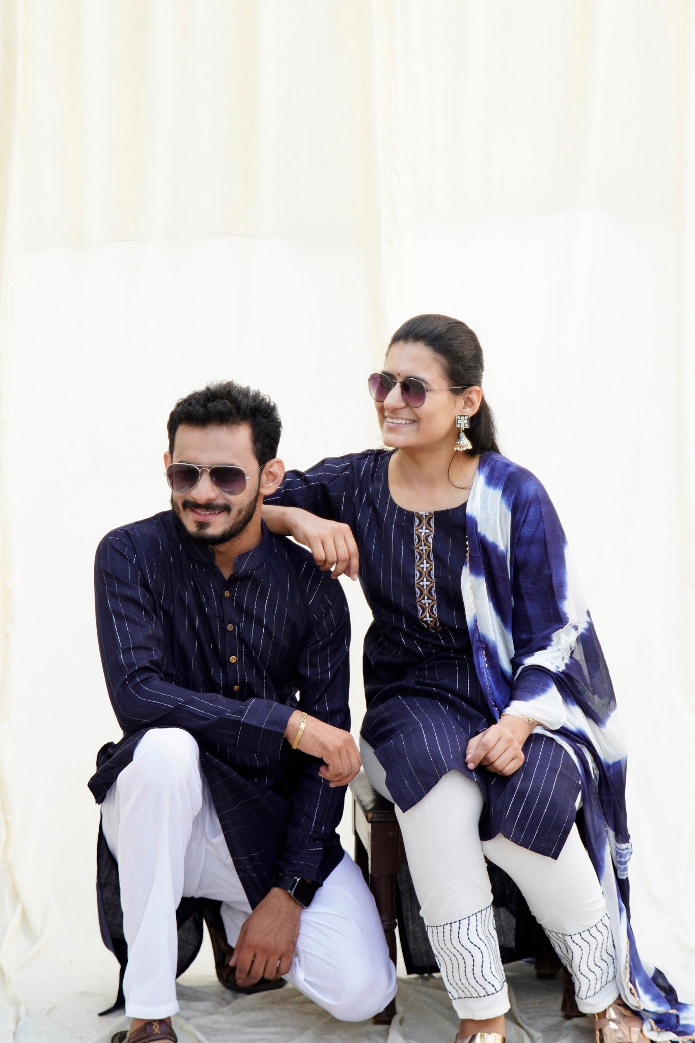 Shah Jahan Mumtaz Navy Blue Ethnic Set