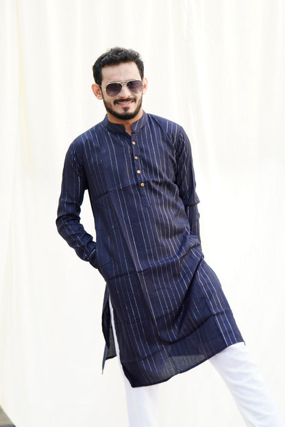 Shah Jahan Mumtaz Navy Blue Ethnic Set