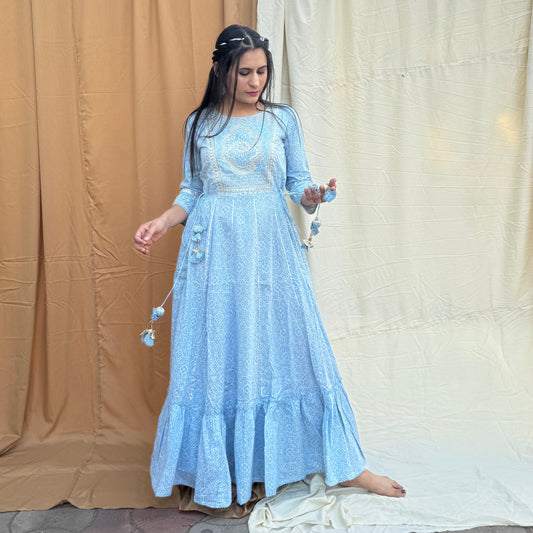 Rangrez Aasmaani Cotton Embroidered Anarkali